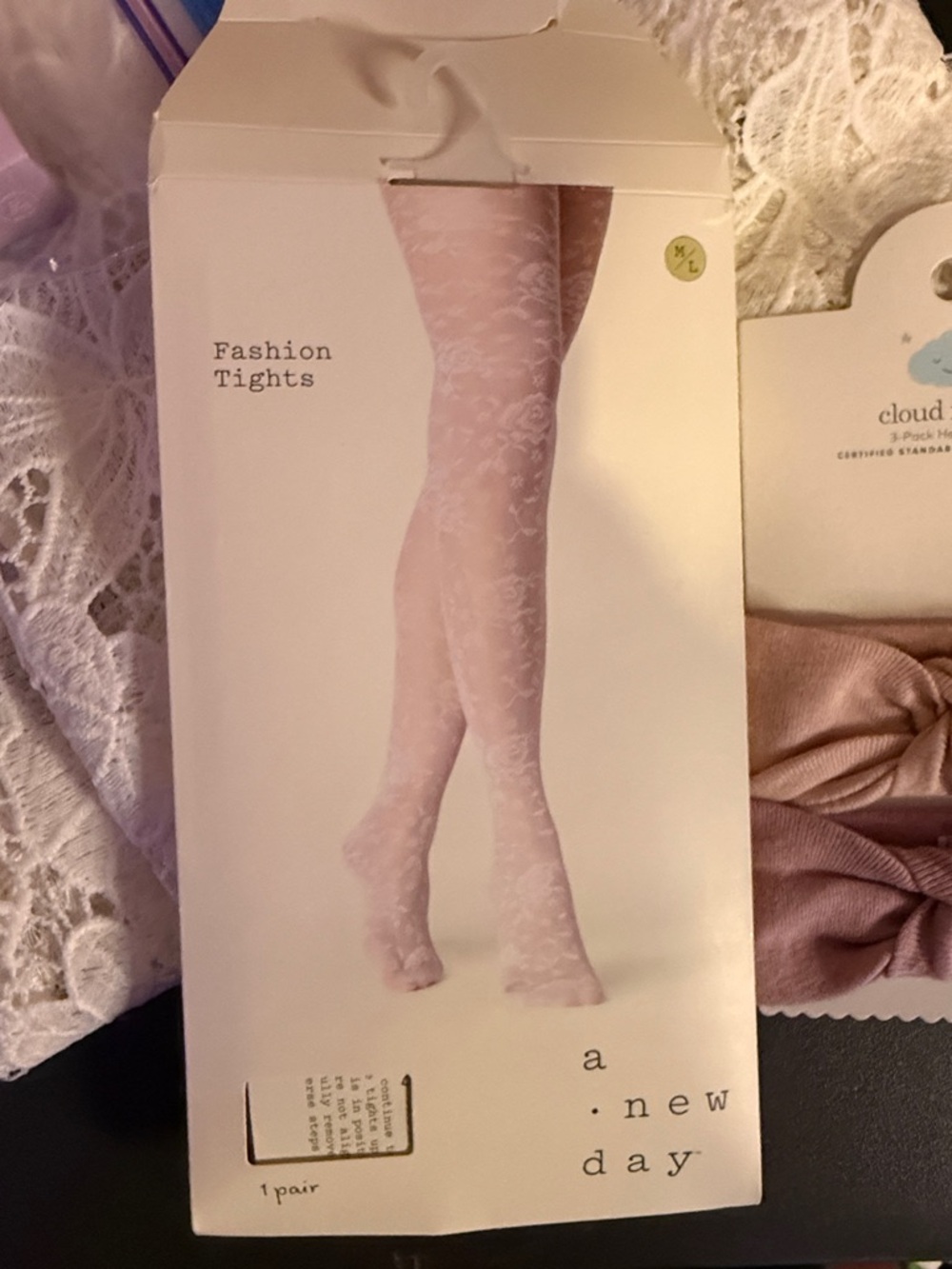 a new day Pink Floral Lace Fashion Tights
